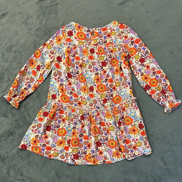 Girls Pretty Smock Dress in Multicolor Floral Print Rayon - Size 7/8 - Picture 3 of 5